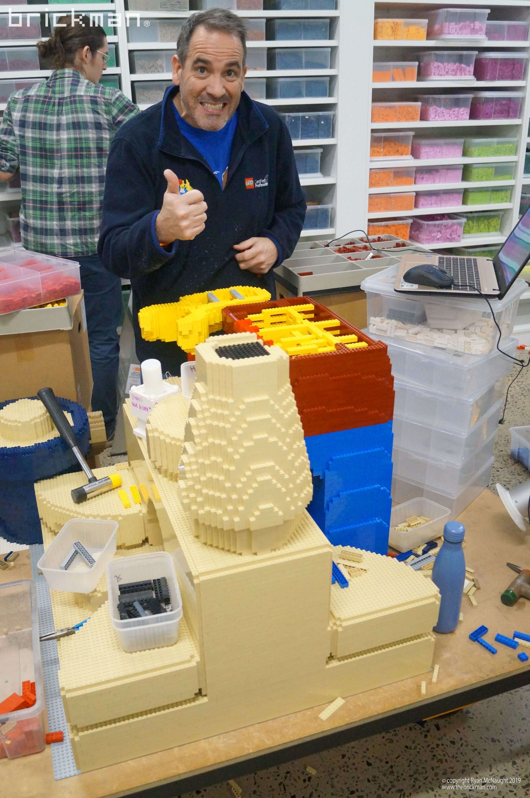 Ryan building Robina's LEGO model